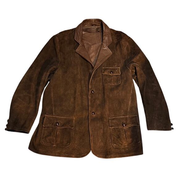 Vintage Wilsons Leather Suede Car Coat Field Jacket in Brown XXL - Picture 1 of 7